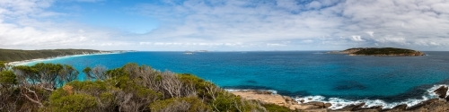 Panoramic view of Southern Ocean Coast line from Great Ocean Drive - Australian Stock Image