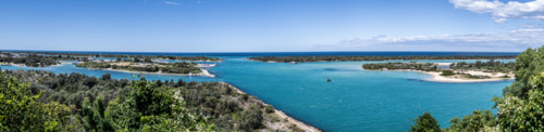 Panoramic view over Lakes Entrance - Australian Stock Image