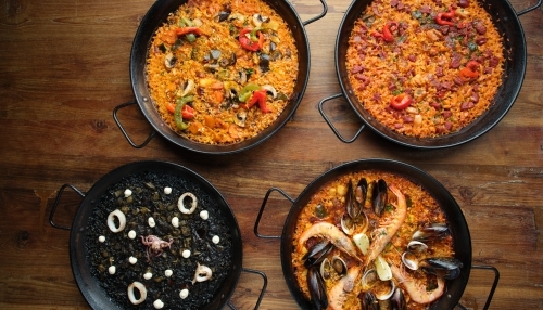 Pans of Spanish paella - Australian Stock Image