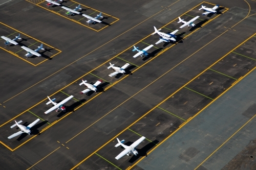 Parked Light Aircraft - Australian Stock Image