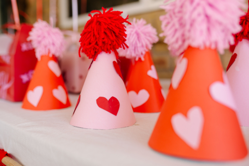 Part Hats- horizontal, red and pink - Australian Stock Image