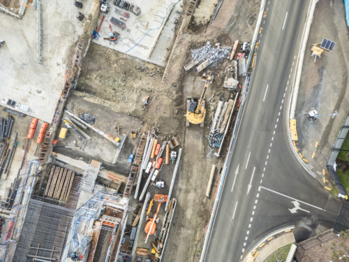 Parts of North East Link under construction in Bulleen - Australian Stock Image