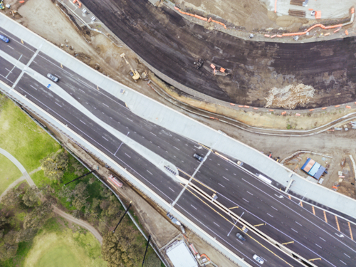 Parts of Northeast Link under construction in Bulleen - Australian Stock Image