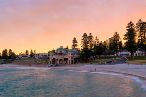 Pastel sunrise Over Cottesloe Beach - Australian Stock Image