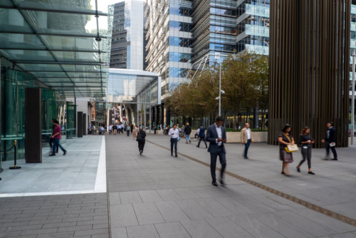 People during lunch hour walking through Barangaroo - Australian Stock Image