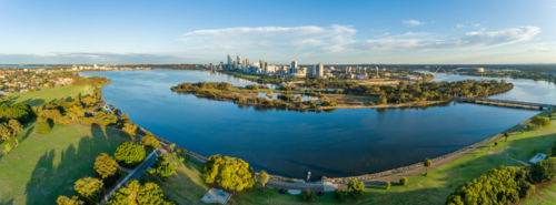 Perth City Aerial & Swan River - Australian Stock Image