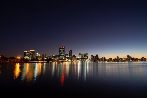 Perth City Skyline Before Sunrise - Australian Stock Image