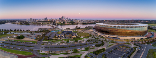 Perth City & Sports Stadium Panorama - Australian Stock Image