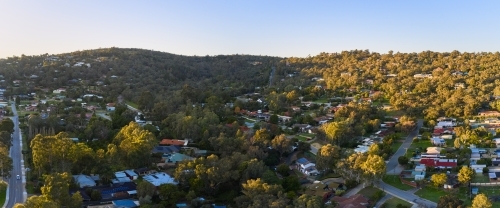 Perth hills in the early morning aerial view