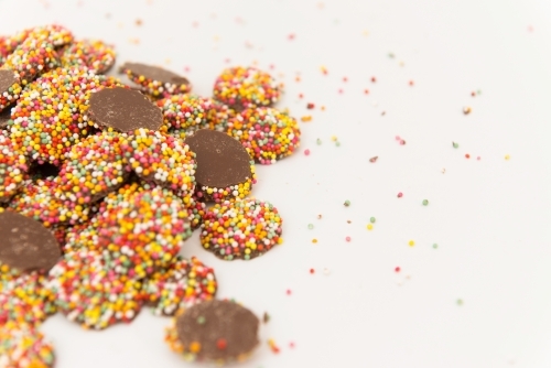 pile of chocolate freckles with sprinkles