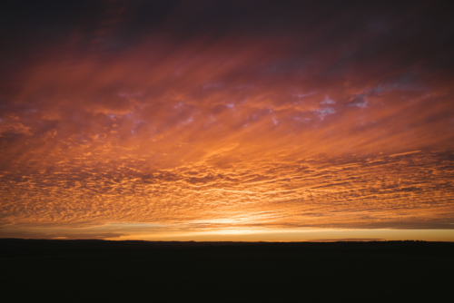 Pink and orange sunset in the Wheatbelt of Western Australia - Australian Stock Image