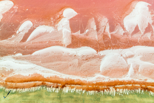 Pink Lake abstract textures from aerial view - Australian Stock Image