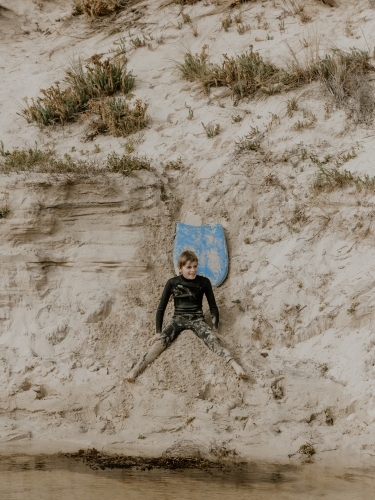 Playing in the Sand Dunes - Australian Stock Image