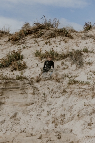 Playing in the Sand Dunes - Australian Stock Image