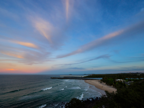 Point Danger, overlooking Duranbah Beach on the Queensland, New South Wales border - Australian Stock Image
