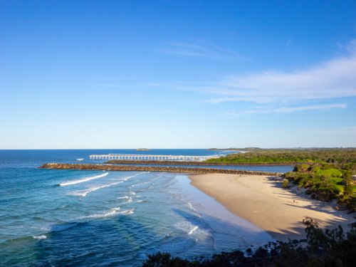 Point Danger, overlooking Duranbah Beach on the Queensland, New South Wales border - Australian Stock Image