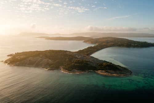 Point Possession aerial view morning light - Australian Stock Image