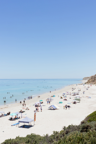 Port Willunga Beach on a summers day at midday - Australian Stock Image