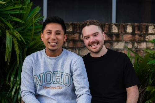 portrait of 2 gay men - Australian Stock Image