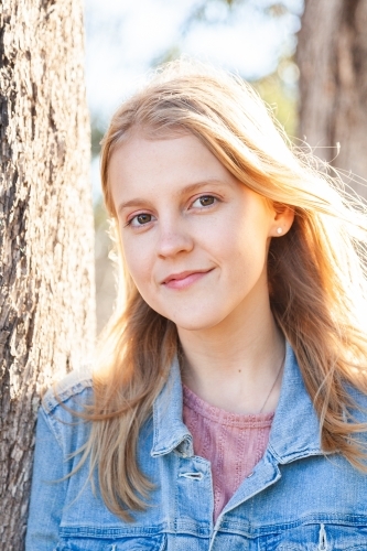 Portrait of a blond female teen outside - Australian Stock Image