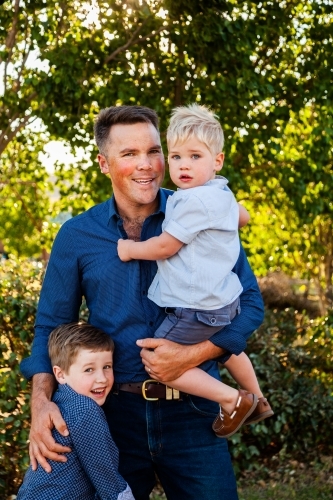 Portrait of a father and his sons - Australian Stock Image