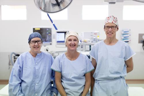 Portrait of a theatre nurse in a hospital operating theatre - Australian Stock Image