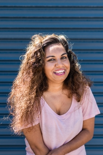 portrait of happy aboriginal woman - Australian Stock Image