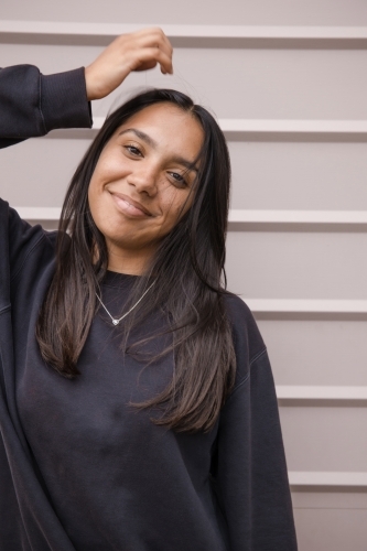 Portrait of young Aboriginal woman - Australian Stock Image
