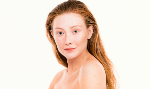 portrait of young woman with clean clear skin - Australian Stock Image