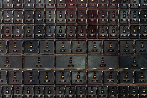 Post office boxes close up - Australian Stock Image