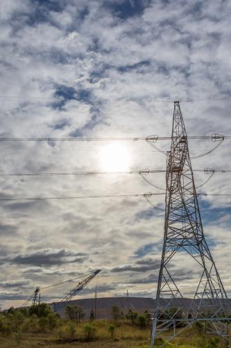 Power lines and mining digger - Australian Stock Image
