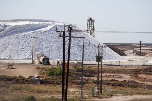 Power lines and salt mine - Australian Stock Image