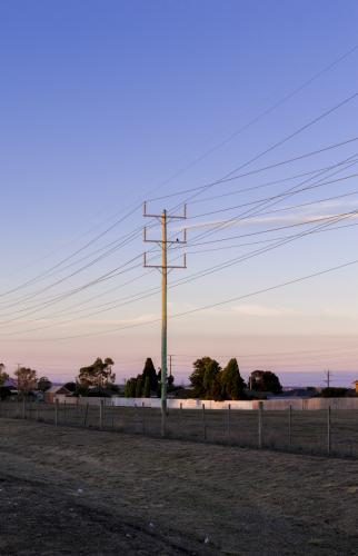 Power Lines at Dusk - Australian Stock Image