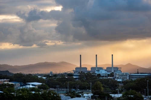 Power Station with powerful sunset - Australian Stock Image