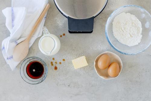 Preparing Waffles for Breakfast seen from above - Australian Stock Image