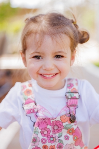 Preschool child in kindergarten yard - Australian Stock Image