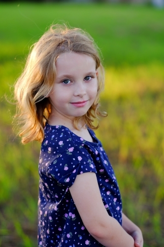 Pretty girl in a field - Australian Stock Image