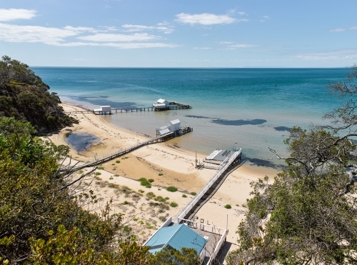 private jetties & boat sheds from cliffside walk