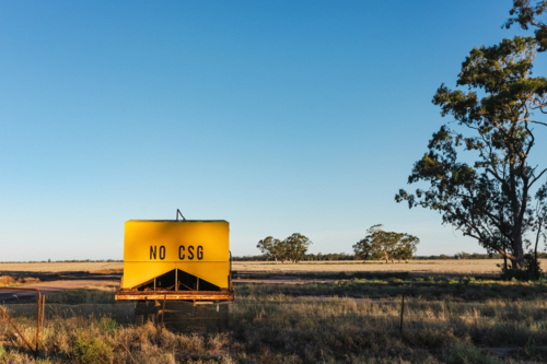 Protest sign against coal seam gas in countryside - Australian Stock Image