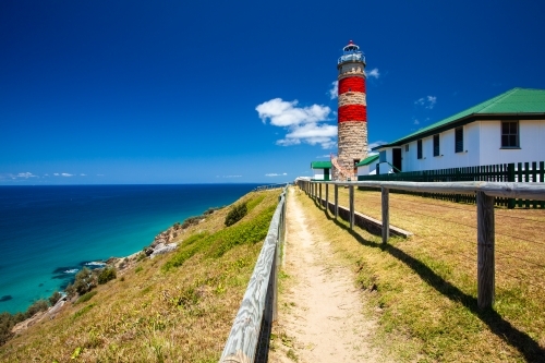 Queensland's first lighthouse built on Cape Moreton. - Australian Stock Image