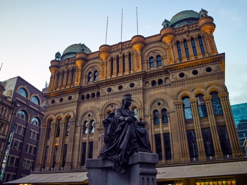 QVB with Queen Victoria Statue in foreground - Australian Stock Image