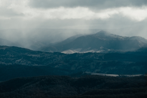 Rain clouds rolling into the Megalong Valley from Cahill's Lookout, Blue Mountains.