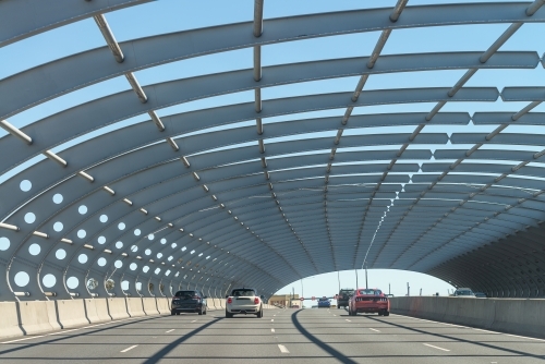 Rainbow Arch of Flemington Bridge on Tullamarine Freeway - Australian Stock Image
