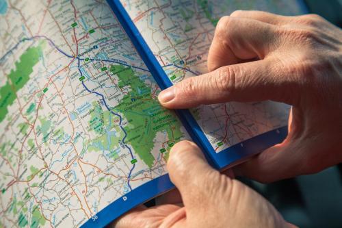 Reading a map of VIC - Australian Stock Image