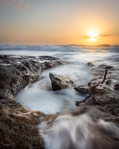 Receding Tidal Pools at Sunrise - Australian Stock Image