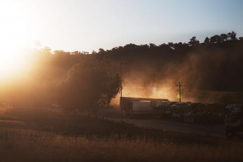 Remote Truck Stop Carpark - Australian Stock Image