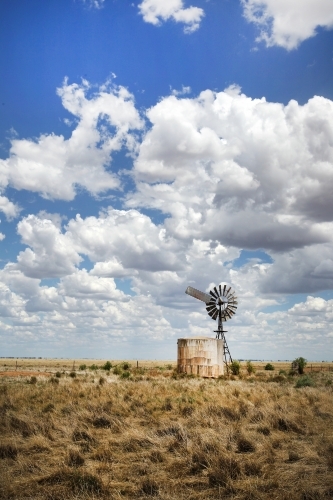 Remote water tank under big sky - Australian Stock Image