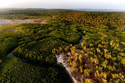 Remote wilderness northern Australia, watercourse and forest - Australian Stock Image