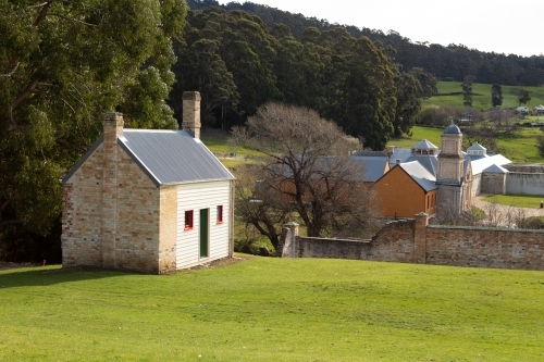 Restored houses around Port Arthur historic ruins. - Australian Stock Image