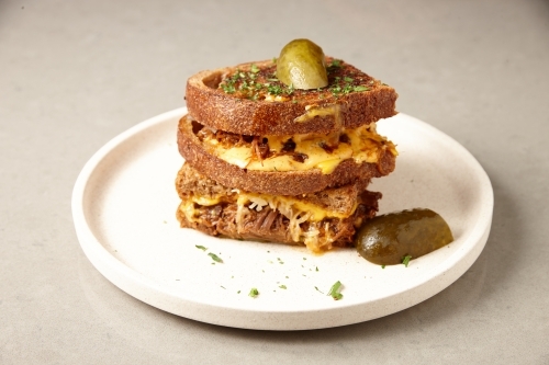 Reuben sandwich on plate - Australian Stock Image